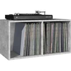 vidaXL Opbergbox voor LP's 71x34x36 cm bewerkt hout betongrijs