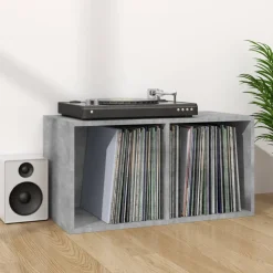 vidaXL Opbergbox voor LP's 71x34x36 cm bewerkt hout betongrijs