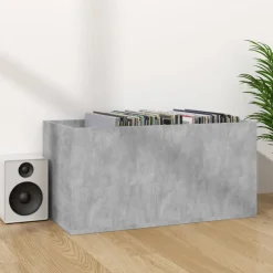vidaXL Opbergbox voor LP's 71x34x36 cm bewerkt hout betongrijs
