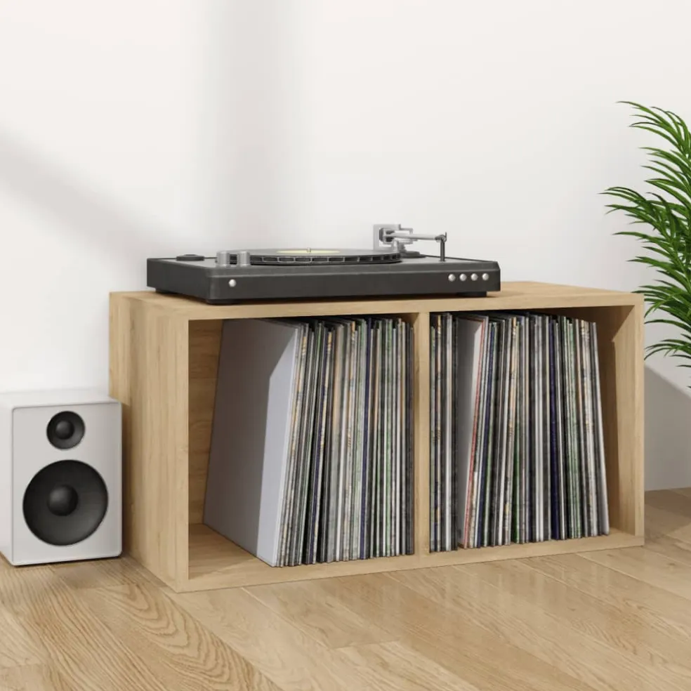 vidaXL Opbergbox voor LP's 71x34x36 cm bewerkt hout sonoma eikenkleur