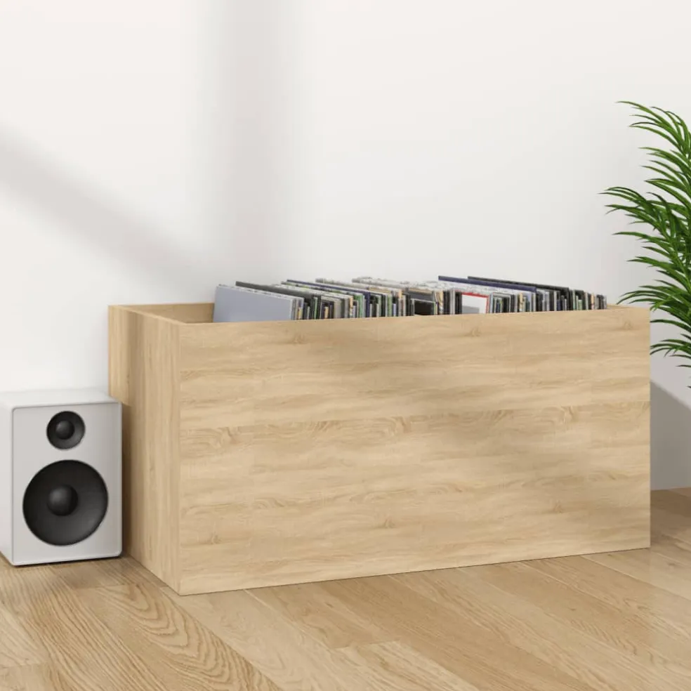 vidaXL Opbergbox voor LP's 71x34x36 cm bewerkt hout sonoma eikenkleur