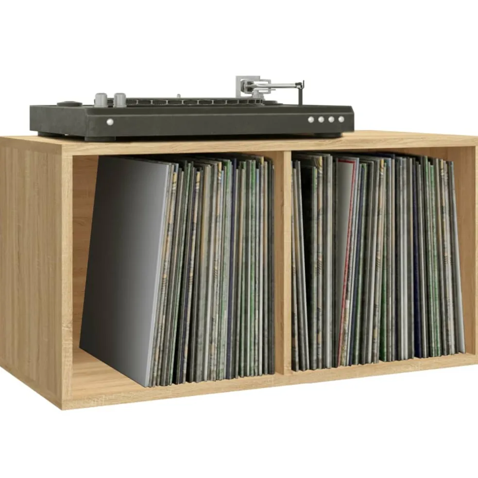 vidaXL Opbergbox voor LP's 71x34x36 cm bewerkt hout sonoma eikenkleur