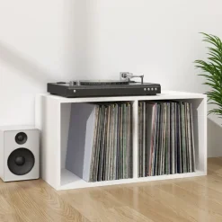 vidaXL Opbergbox voor LP's 71x34x36 cm bewerkt hout wit