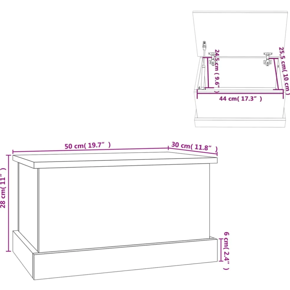 vidaXL Opbergbox Wit 50x30x28 cm Bewerkt Hout