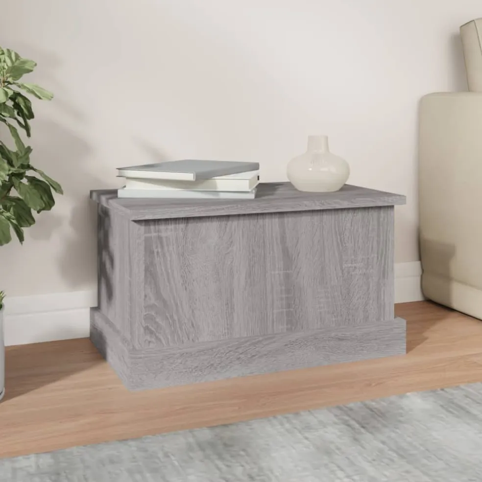 vidaXL Opbergbox 50x30x28 cm bewerkt hout grijs sonoma eikenkleurig
