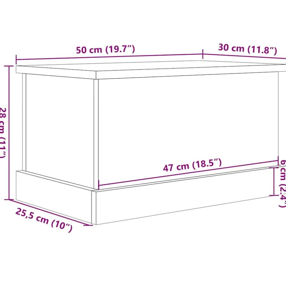 vidaXL Opbergbox 30x50x28 cm bewerkt hout oud houtkleurig