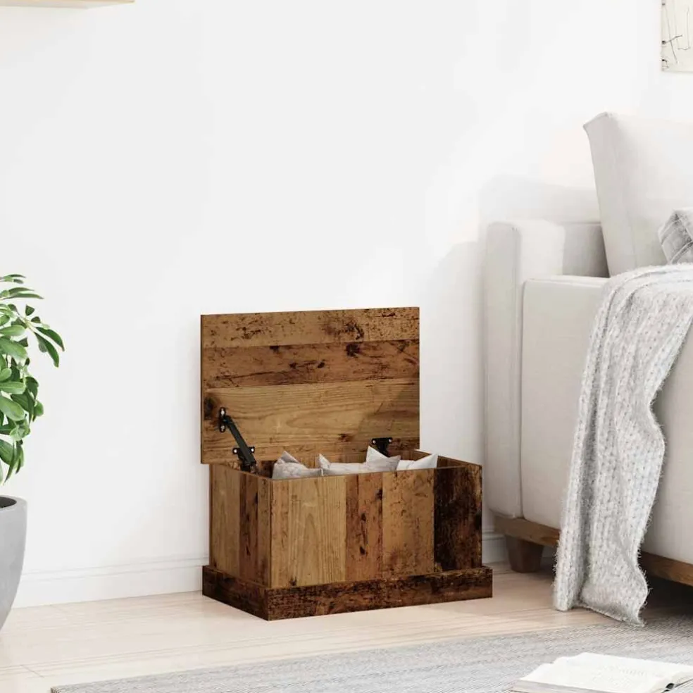 vidaXL Opbergbox 30x50x28 cm bewerkt hout oud houtkleurig