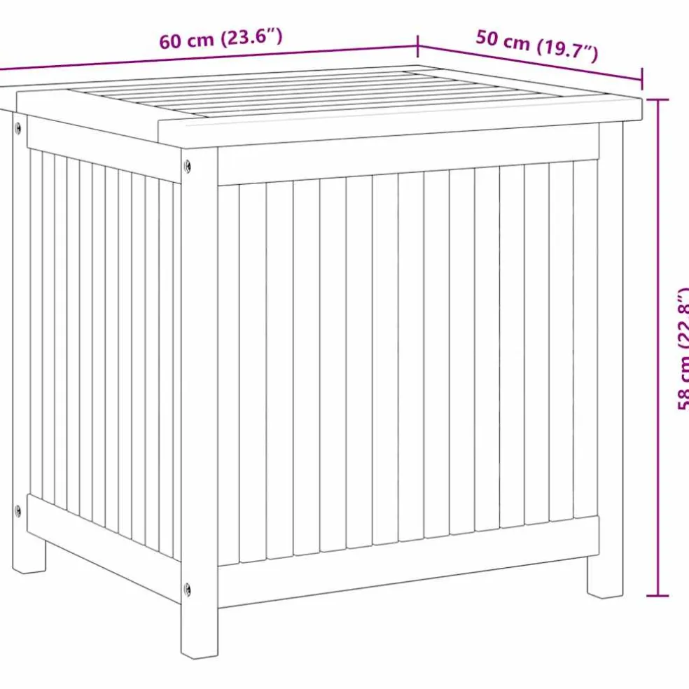 vidaXL Opbergbox 60x50x58 cm massief teakhout