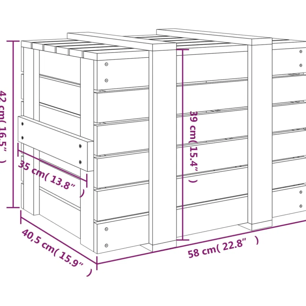 vidaXL Opbergbox 58x40,5x42 cm massief grenenhout honingbruin