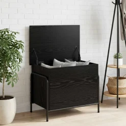 vidaXL Opbergbox Zwart eiken 80 x 40 x 49,5 cm Bewerkt hout