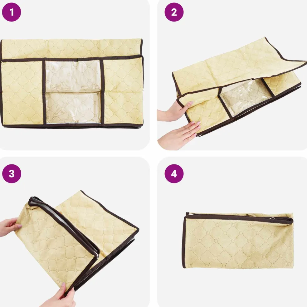 vidaXL Opbergdoos met Transparante Zijraam Crèmekleurig Nonwoven stof