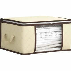 vidaXL Opbergdoos met Transparante Zijraam Crèmekleurig Nonwoven stof