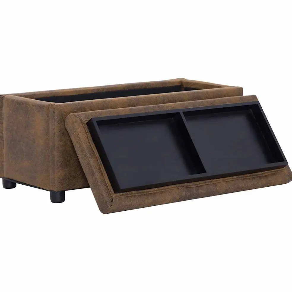 vidaXL Opberghocker 87,5 cm kunstsuède bruin