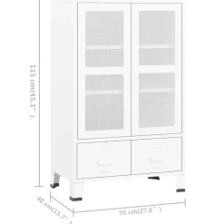 vidaXL Opbergkast industrieel 70x40x115 cm metaal wit