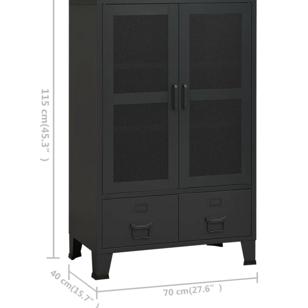 vidaXL Opbergkast industrieel 70x40x115 cm metaal zwart