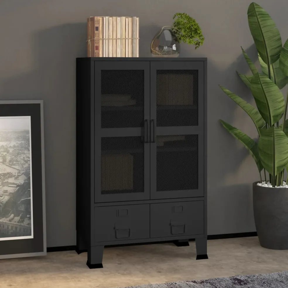 vidaXL Opbergkast industrieel 70x40x115 cm metaal zwart