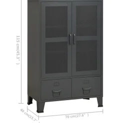 vidaXL Opbergkast industrieel 70x40x115 cm metaal antracietkleurig