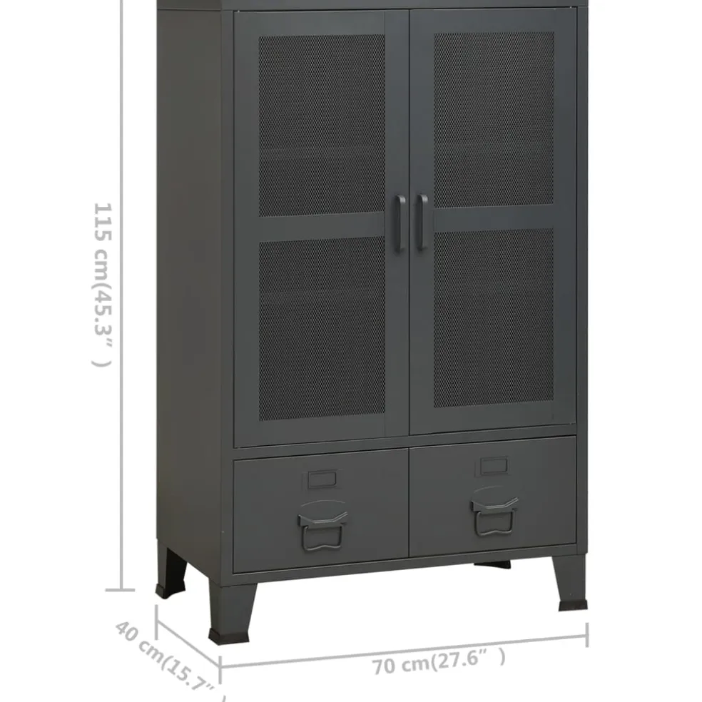 vidaXL Opbergkast industrieel 70x40x115 cm metaal antracietkleurig
