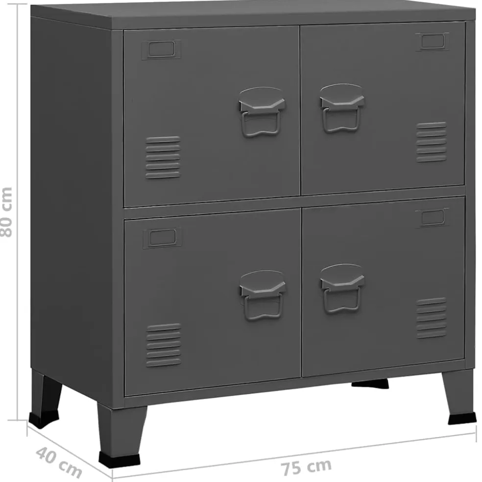 vidaXL Opbergkast industrieel 75x40x80 cm staal antracietkleurig