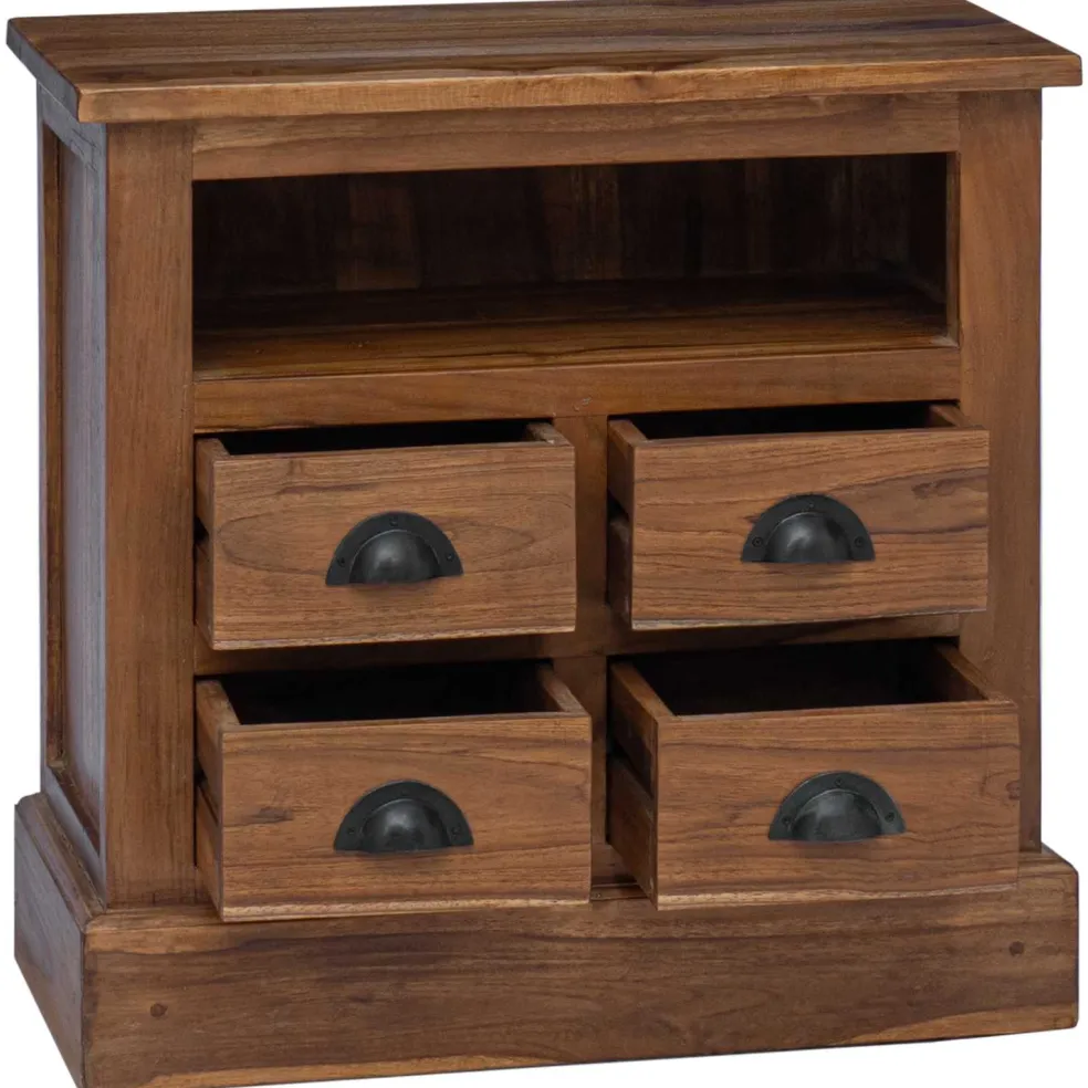 vidaXL Opbergkast met lade Naturel 60 x 30 x 60 cm Massief Teakhout