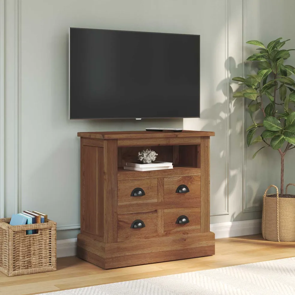 vidaXL Opbergkast met lade Naturel 60 x 30 x 60 cm Massief Teakhout