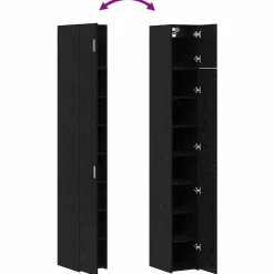 vidaXL Opbergkast met Planken Zwart eiken 30 x 42,5 x 225 cm