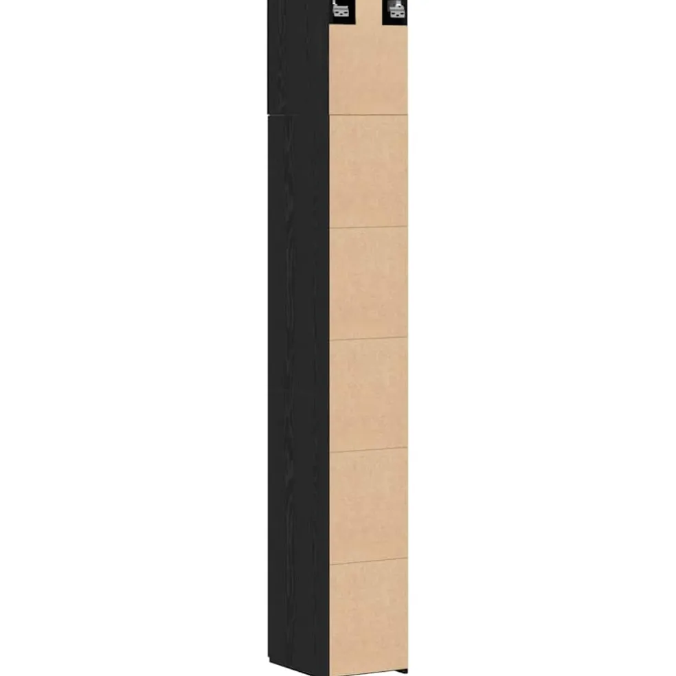 vidaXL Opbergkast met Planken Zwart eiken 30 x 42,5 x 225 cm