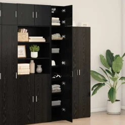 vidaXL Opbergkast met Planken Zwart eiken 30 x 42,5 x 225 cm