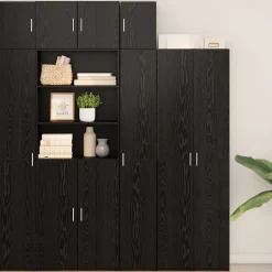 vidaXL Opbergkast met Planken Zwart eiken 30 x 42,5 x 225 cm