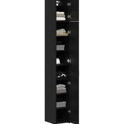 vidaXL Opbergkast met Planken Zwart eiken 30 x 42,5 x 225 cm