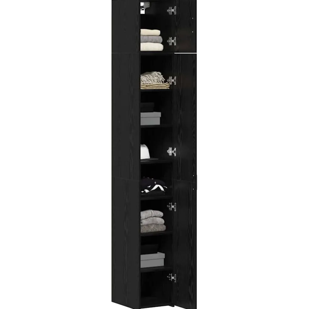 vidaXL Opbergkast met Planken Zwart eiken 30 x 42,5 x 225 cm