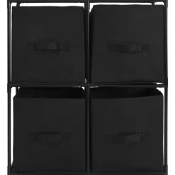 vidaXL Opbergkast met 4 stoffen manden 63x30x71 cm staal zwart