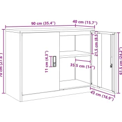 vidaXL Opbergkast Mosterdgeel 90 x 40 x 70 cm Staal