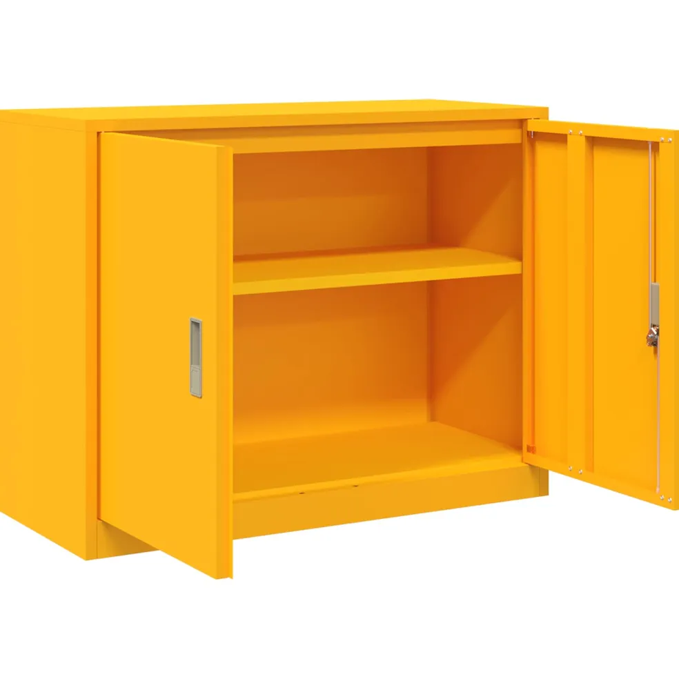 vidaXL Opbergkast Mosterdgeel 90 x 40 x 70 cm Staal