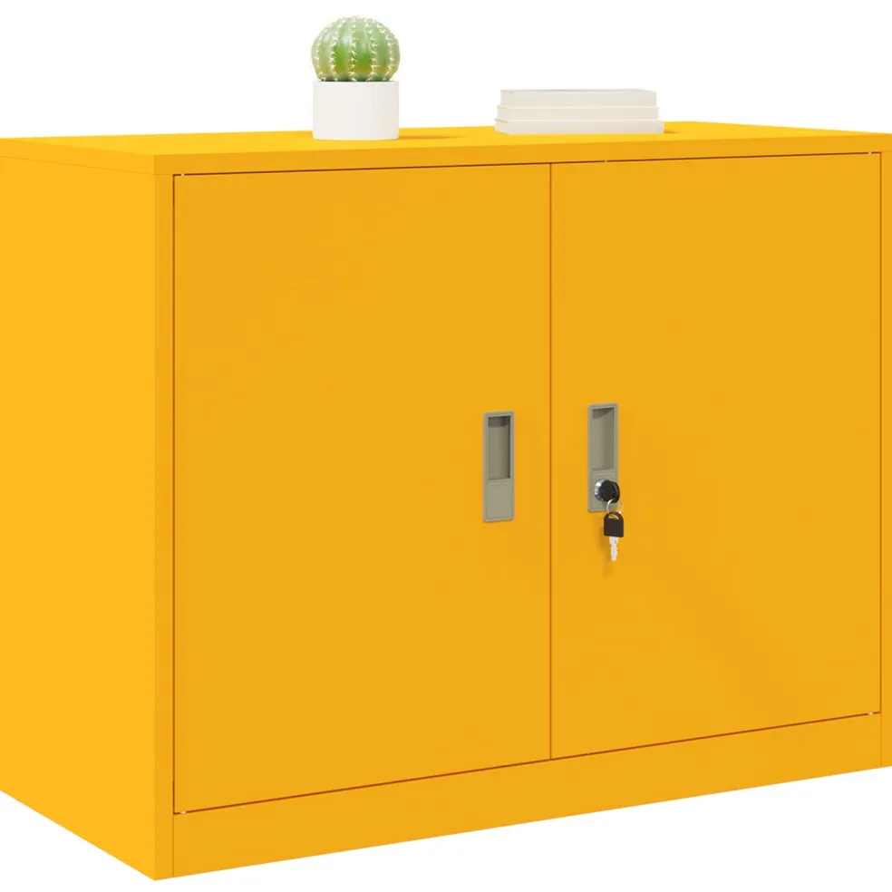 vidaXL Opbergkast Mosterdgeel 90 x 40 x 70 cm Staal