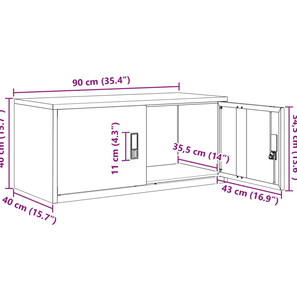 vidaXL Opbergkast Roze 90 x 40 x 40 cm Staal