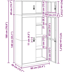 vidaXL Opbergkast 2 st Antraciet 90 x 40 x 180 cm Staal Vergrendelbaar