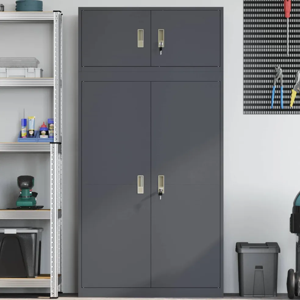 vidaXL Opbergkast 2 st Antraciet 90 x 40 x 180 cm Staal Vergrendelbaar