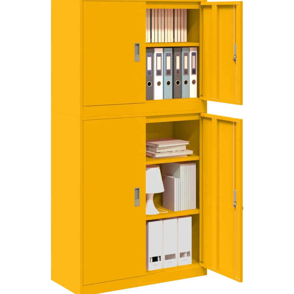 vidaXL Opbergkast 2 st Mosterdgeel 90 x 40 x 175 cm Staal