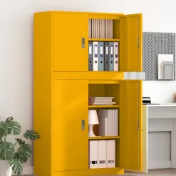 vidaXL Opbergkast 2 st Mosterdgeel 90 x 40 x 175 cm Staal