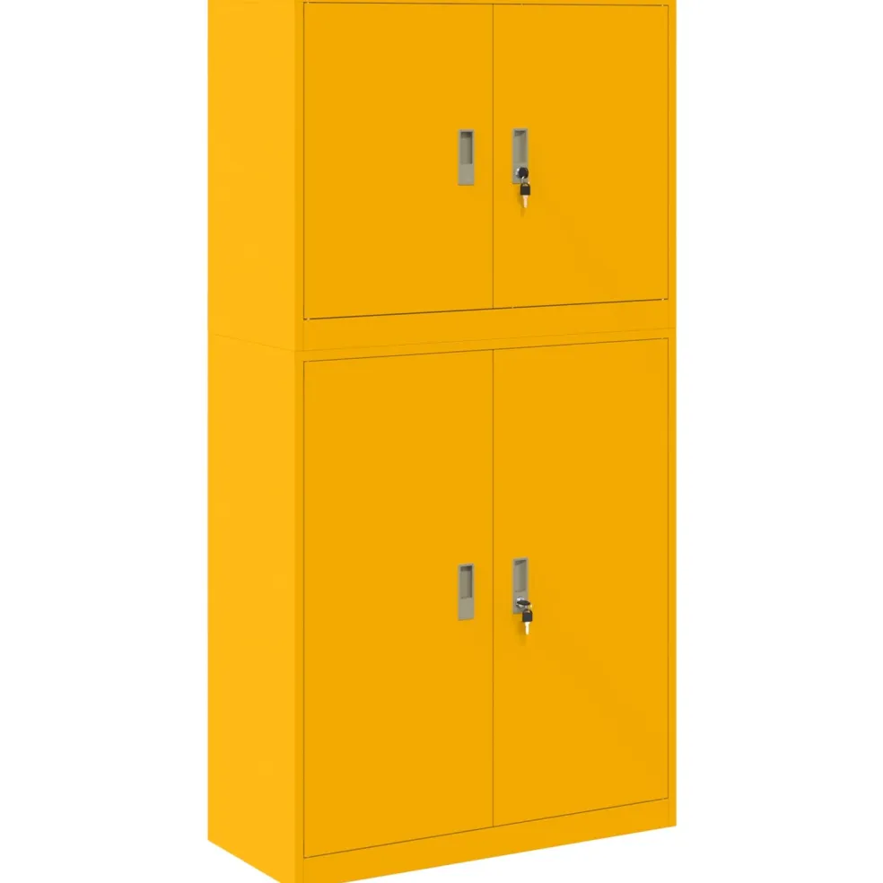 vidaXL Opbergkast 2 st Mosterdgeel 90 x 40 x 175 cm Staal