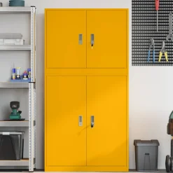vidaXL Opbergkast 2 st Mosterdgeel 90 x 40 x 175 cm Staal