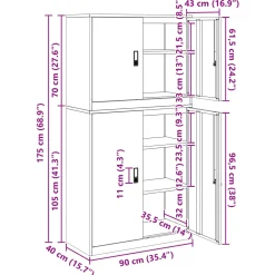 vidaXL Opbergkast 2 st Mosterdgeel 90 x 40 x 175 cm Staal