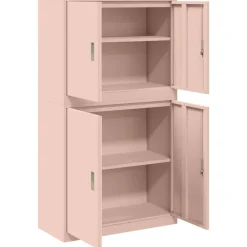 vidaXL Opbergkast 2 st Roze 90 x 40 x 160 cm Staal Vergrendelbaar