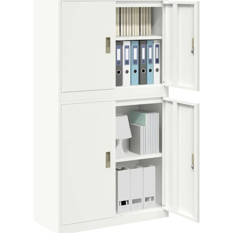 vidaXL Opbergkast 2 st Wit 90 x 40 x 160 cm Staal Vergrendelbaar