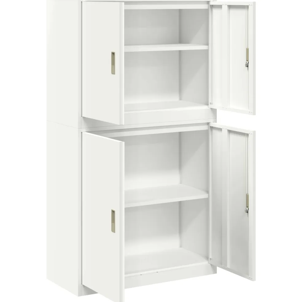 vidaXL Opbergkast 2 st Wit 90 x 40 x 160 cm Staal Vergrendelbaar