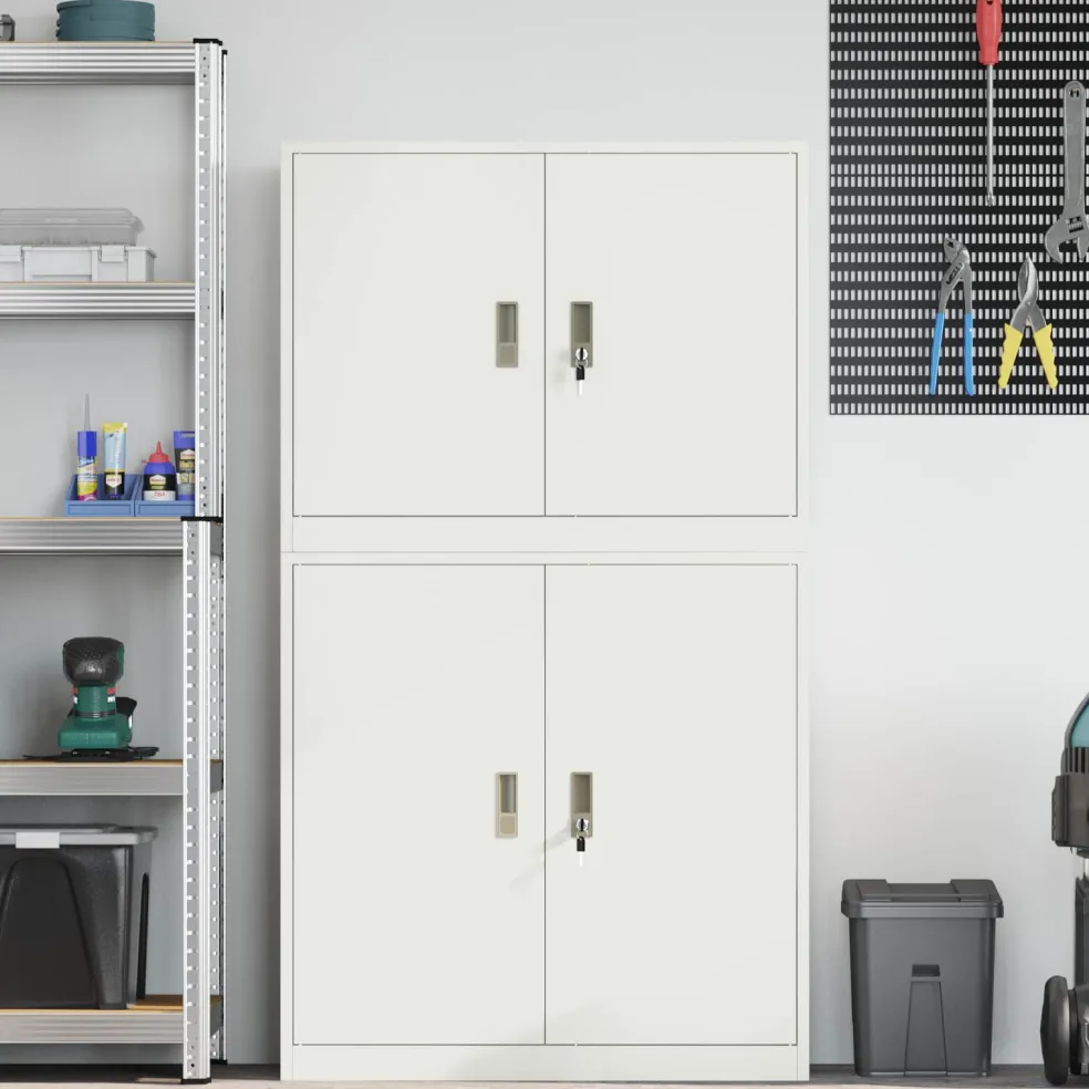 vidaXL Opbergkast 2 st Wit 90 x 40 x 160 cm Staal Vergrendelbaar