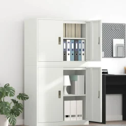 vidaXL Opbergkast 2 st Wit 90 x 40 x 160 cm Staal Vergrendelbaar