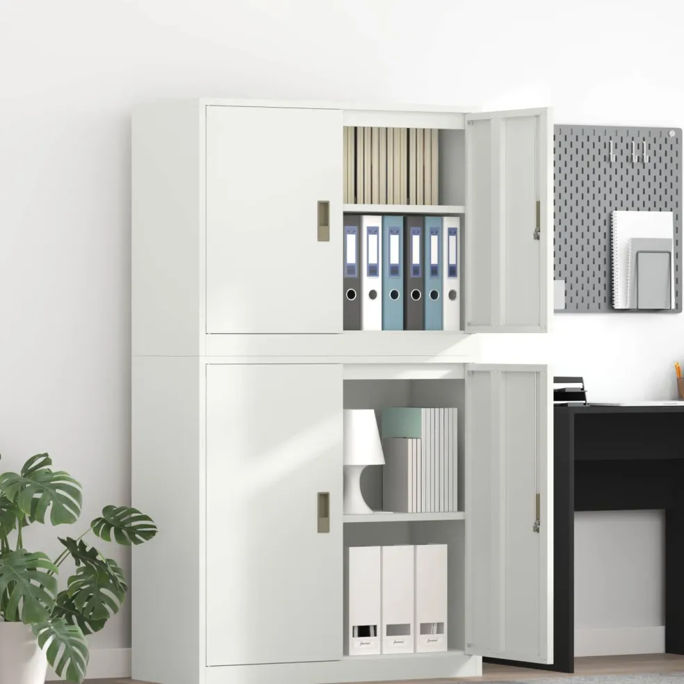 vidaXL Opbergkast 2 st Wit 90 x 40 x 160 cm Staal Vergrendelbaar