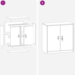 vidaXL Opbergkast 2 st Wit 90 x 40 x 160 cm Staal Vergrendelbaar